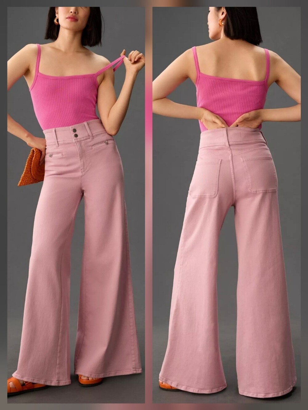 Anthropologie Pilcro High Rise Wide Leg Trouser Jeans Pants Pink